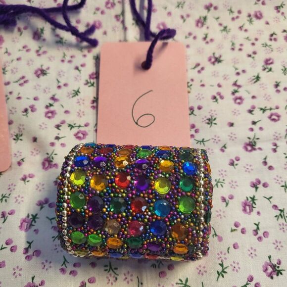 Beaded Rhinestone Wooden Treasure Chest Jewelry Trinket Box PICK A COLOR/NUMBER - Picture 8 of 8